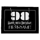 98誕生日インスパイア～アールデコ見る"98" +名前 ラージペーパーバッグ (裏面)