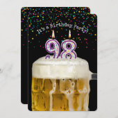 98誕生日キャンドルパーティの招待状 招待状 (正面/裏面)