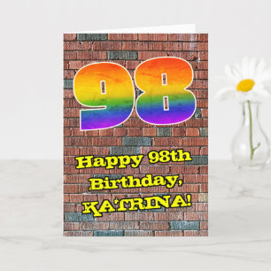 98誕生日:おもしろいグラフィティインスパイアレインボー98 カード