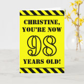 98誕生日:おもしろいステンシルスタイル文字、名前をカスタムする カード (黄色い花)