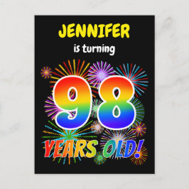 98誕生日-おもしろい花火、レインボールック"98" ポストカード