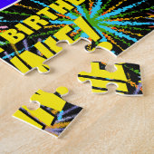 98誕生日:おもしろい、お祝カラフルい花火 ジグソーパズル (側面)