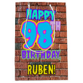 98誕生日:おもしろい、アーバングラフィティインスパイアルック ミディアムペーパーバッグ (正面)