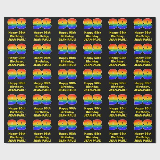 98誕生日:おもしろい、カラフルレインボーインスパイア# 98 ラッピングペーパー (シーム)