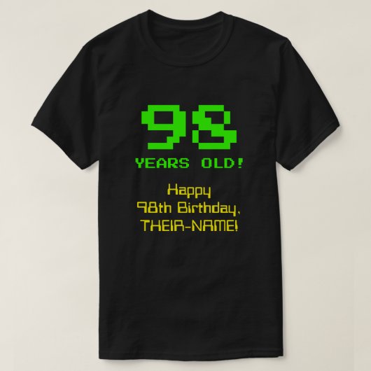 98誕生日:おもしろい、8ビットルック、Nerdy/オタク系の「98」 Tシャツ (デザイン正面)