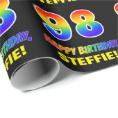 98誕生日:はっきりした,おもしろい,シンプル虹, 98 ラッピングペーパー (ロールコーナー)