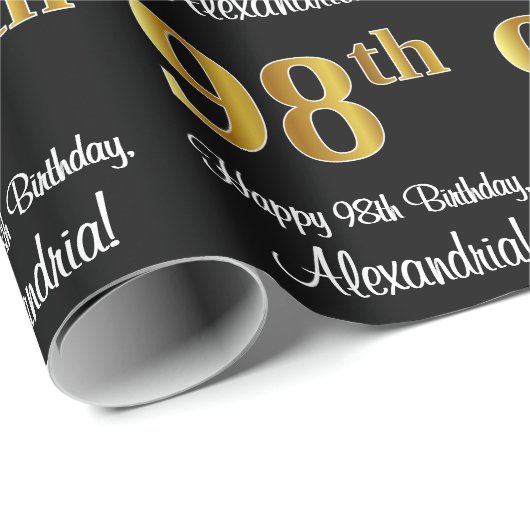 98誕生日:エレガント豪華なフェイク金ゴールドルック# ラッピングペーパー (ロールコーナー)