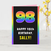 98誕生日:カラフルレインボー# 98,名前をカスタムする カード (黄色い花)