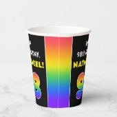 98誕生日:カラフルレインボー# 98,名前をカスタムする 紙コップ (右)