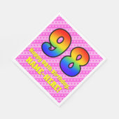 98誕生日:ピンクストライプのハート、レインボー# 98 スタンダードランチョンナプキン (角)