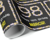 98誕生日:フローラ花数名前をカスタムする ラッピングペーパー (ロールコーナー)