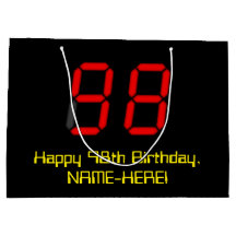 98誕生日：レッドデジタルクロックスタイル"98" +名前