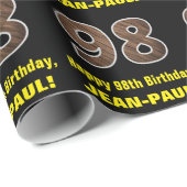 98誕生日：名前&フェイク木目パターン「98」 ラッピングペーパー (ロールコーナー)