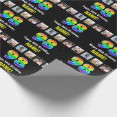 98誕生日: Rainbow "98";写真カスタムと名前 ラッピングペーパー (角)