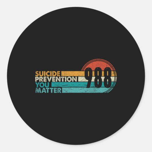 988シャツ自殺防止生存線988アワレ ラウンドシール (正面)