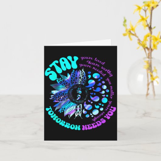 988 Suicide Prevention Stay Tomorrow Needs You Men カード (黄色い花)