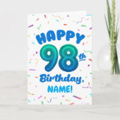 98th Balloon Number Custom Name Birthday Card カード (正面)