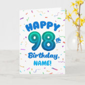 98th Balloon Number Custom Name Birthday Card カード (黄色い花)