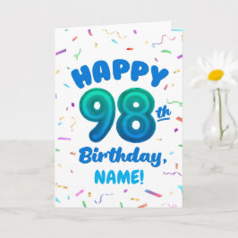 98th Balloon Number Custom Name Birthday Card カード