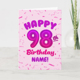 98th Balloon Number Custom Name Birthday Card カード