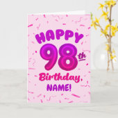 98th Balloon Number Custom Name Birthday Card カード (黄色い花)