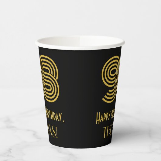 98th Birthday: Art Deco Inspired Look “98” & Name 紙コップ (左)