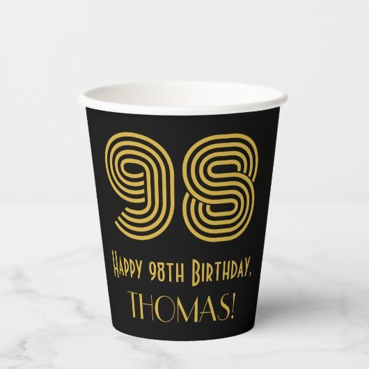 98th Birthday: Art Deco Inspired Look “98” & Name 紙コップ (正面)