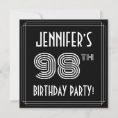 98th Birthday Party:アールデコスタイル(名前をカスタムする付) 招待状 (正面)
