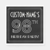 98th Birthday Party:アールデコスタイル+名前をカスタムする スタンダードランチョンナプキン (正面)