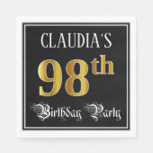 98th Birthday Party – スクリプファンシート、フェイク金ゴールド・ルック スタンダードランチョンナプキン (正面)