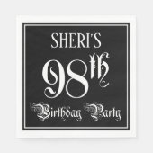 98th Birthday Party – スクリプファンシート+名前をカスタムする スタンダードランチョンナプキン (正面)