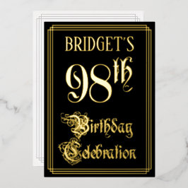 98th Birthday Party – スクリプファンシート&名前をカスタムする 箔招待状