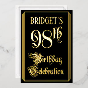 98th Birthday Party – スクリプファンシート&名前をカスタムする 箔招待状