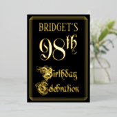 98th Birthday Party – スクリプファンシート&名前をカスタムする 箔招待状 (立ち正面)