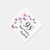 98th Birthday Pink Purple Butterflies  スタンダードカクテルナプキン (角)