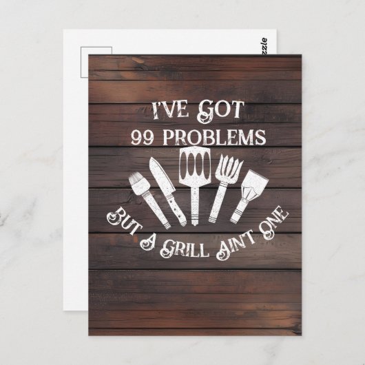 「99の問題が得ある、でもグリルは1つじゃないおもしろい ポストカード (正面/裏面)