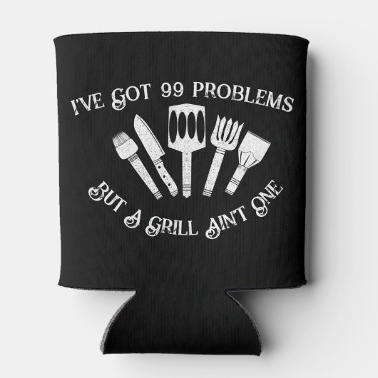 「99の問題が得ある、でもグリルは1つじゃないおもしろい 缶クーラー (裏面)