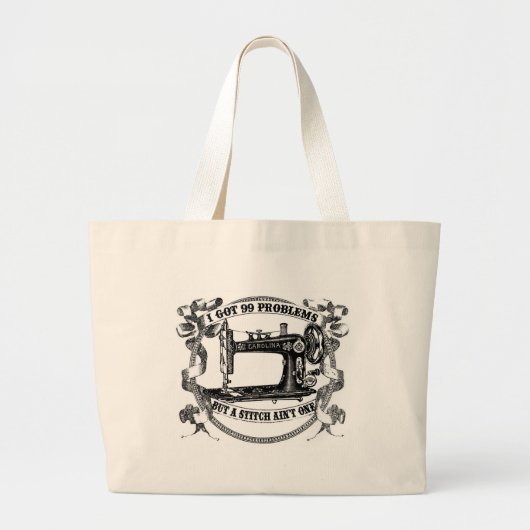 99の得問題だが、ステッチは1つのバッグではない ラージトートバッグ (正面)