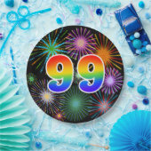 99イベント-おもしろいカラフル、はっきりした、虹99 ペーパープレート (パーティー)
