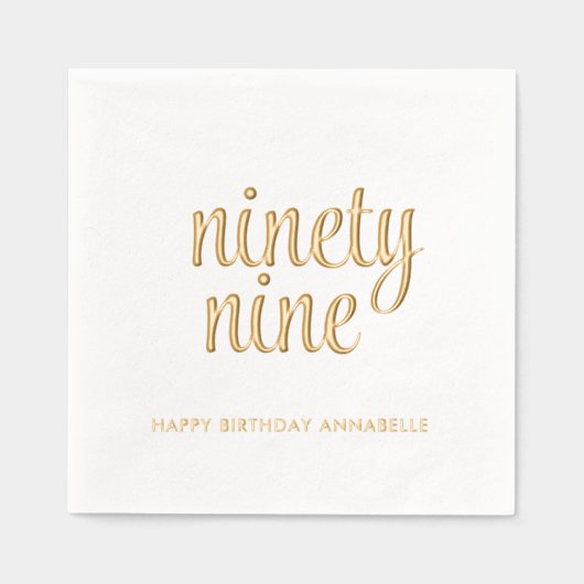 99エレガント誕生日ゴールドフォイルモダンナプキンス 箔ナプキン (正面)
