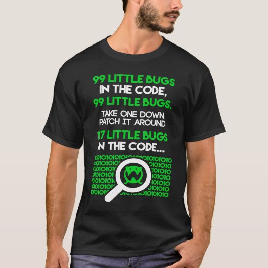 99コードことわざコードCoder ITにおけるおもしろいバグの少しP Tシャツ (正面)