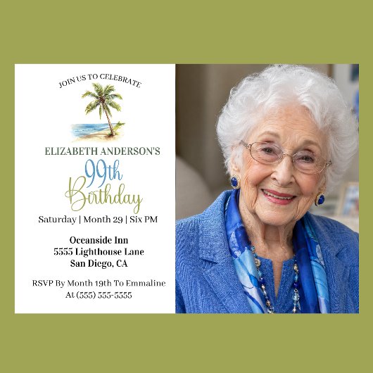 99歳の誕生日お祝いフォト 招待状