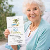 99歳の誕生日お祝い ビーチのヤシの木 招待状