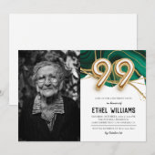 99歳の誕生日のお祝いの招待状 招待状 (正面/裏面)