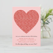 99歳の誕生日の招待タイポグラフィレッドピンク 招待状 (スタンド正面)