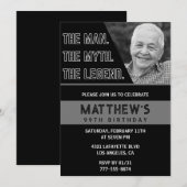 99歳の誕生日招待状 ブラック ザ・マン・ザ・レジェンド 招待状 (正面/裏面)