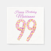 99歳の誕生日99花の水彩アート スタンダードカクテルナプキン (正面)