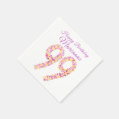 99歳の誕生日99花の水彩アート スタンダードカクテルナプキン (角)