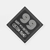 99歳の誕生日:アートデコ風デザインの「99」+ 名前 スタンダードランチョンナプキン (角)