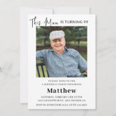 99歳エレガントの誕生日招待状メンズ写真 招待状 (正面)